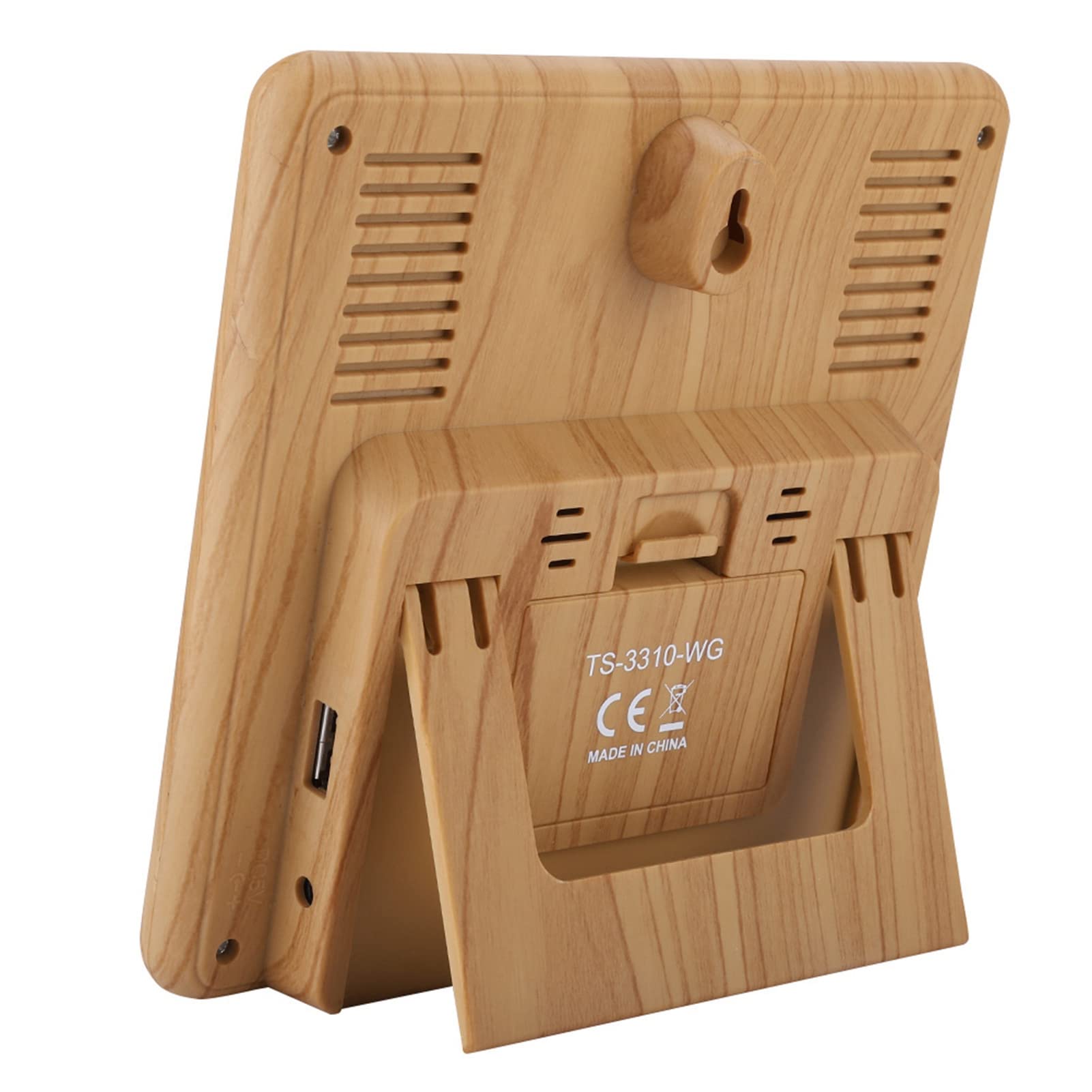 Alomejor Pełny Dotykowy Ekran Bezprzewodowy Zegar (Wood Color)