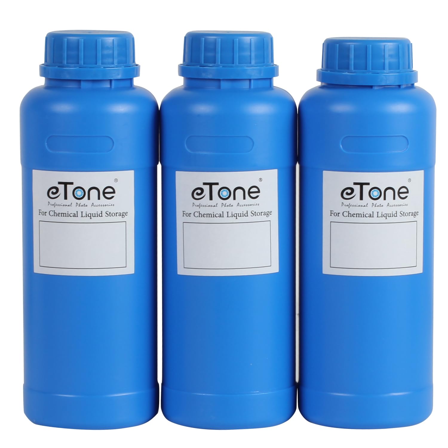 Etone Blue 3X 500Ml Darkroom Chemical Storage Bottles With Caps Film Photo Developing Processing Equipment (Blue)