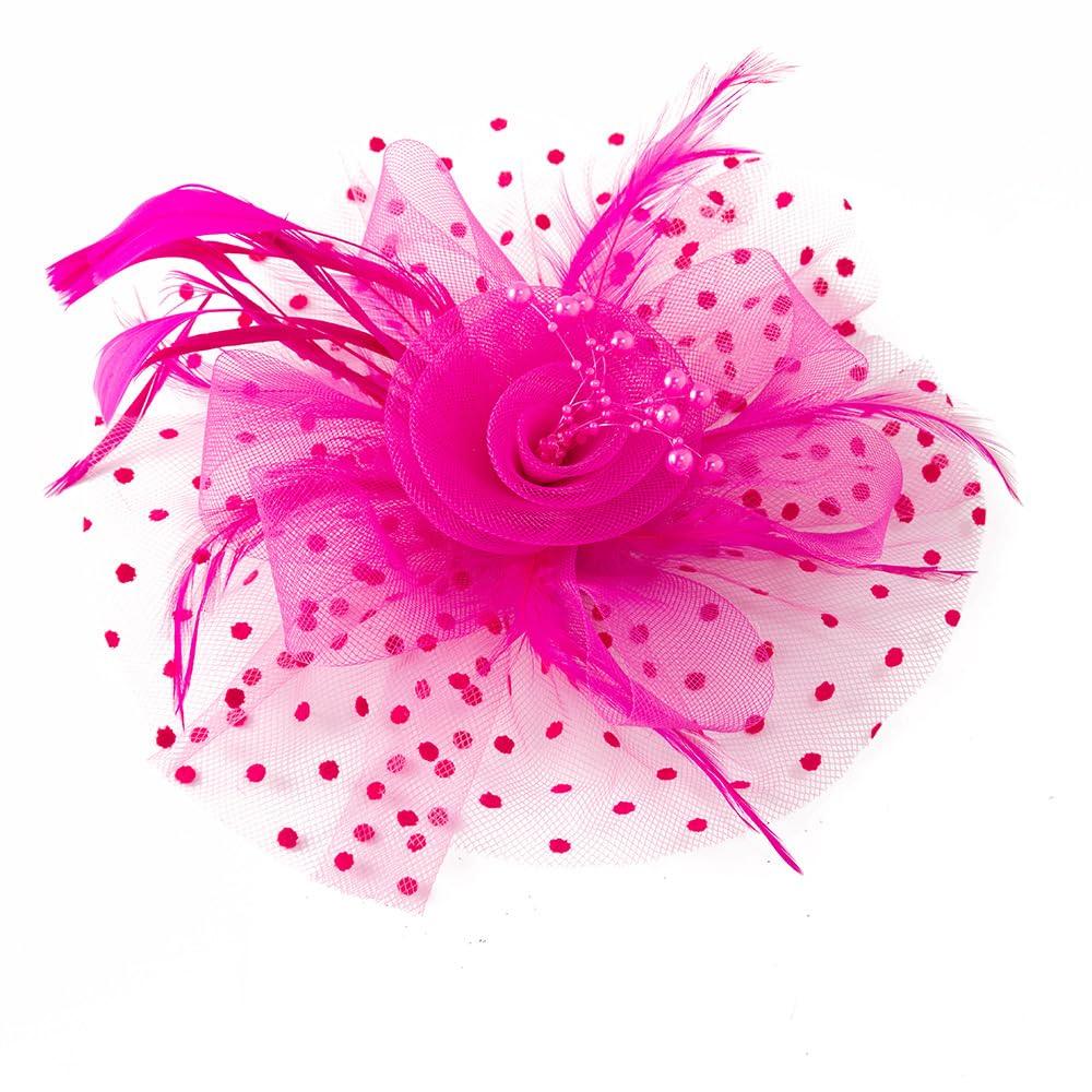 ASAHELFascinators Hats 20s 50s Pillbox Hat Cocktail Tea Party for Women (Rose Red, One Size)
