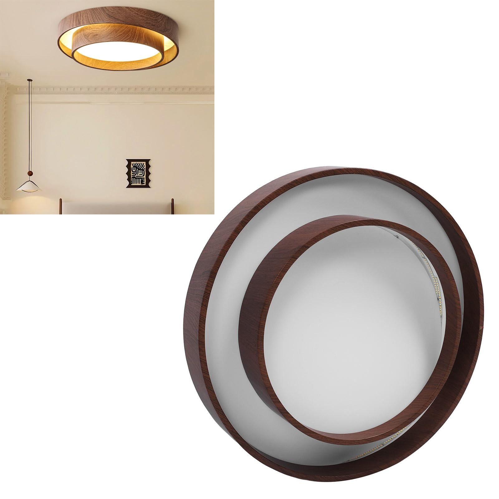VGEBY Lampada da Soffitto a LED in Ferro con Finitura Noce (60cm)
