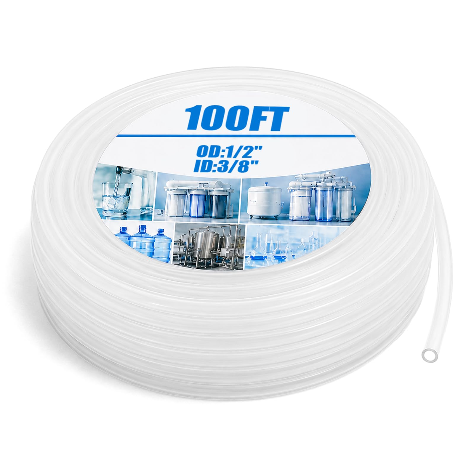 Nuanchu 100ft Polyethylene Tubing, 1/2" Od, 3/8" Id, 1/16" Wall, Transpare