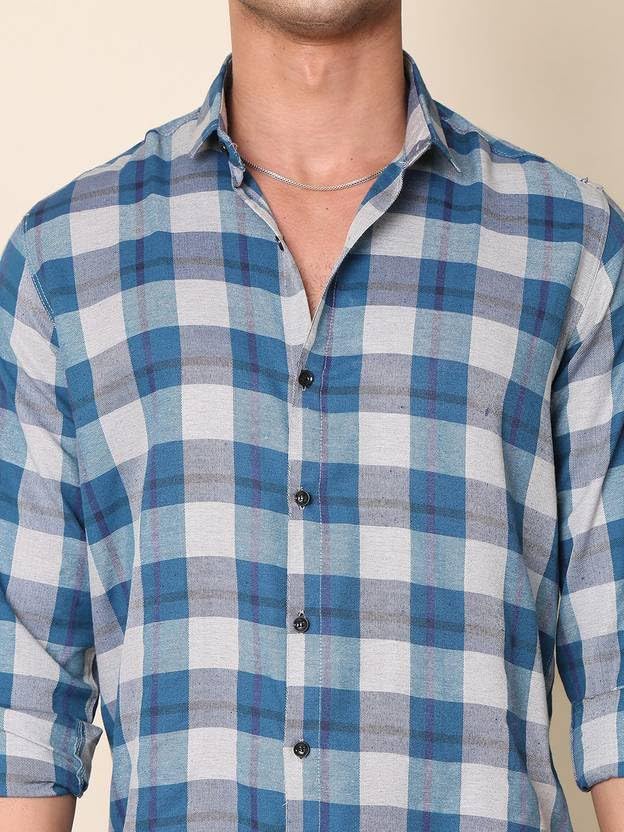 Image of NoseQueen Men's Checked Cotton Shirt | Full Sleeve Regular Fit Casual Shirt for Men | Soft Breathable Checkered Shirt