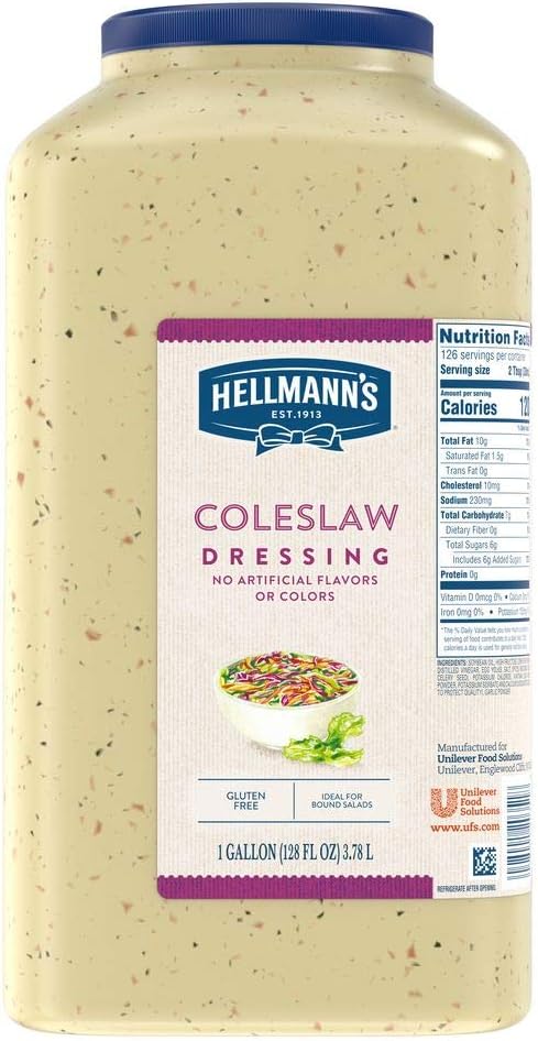 Coleslaw Salad Dressing Jug Gluten Free, No Artificial Flavors or Colors, 1 gallon (Pack of 1)