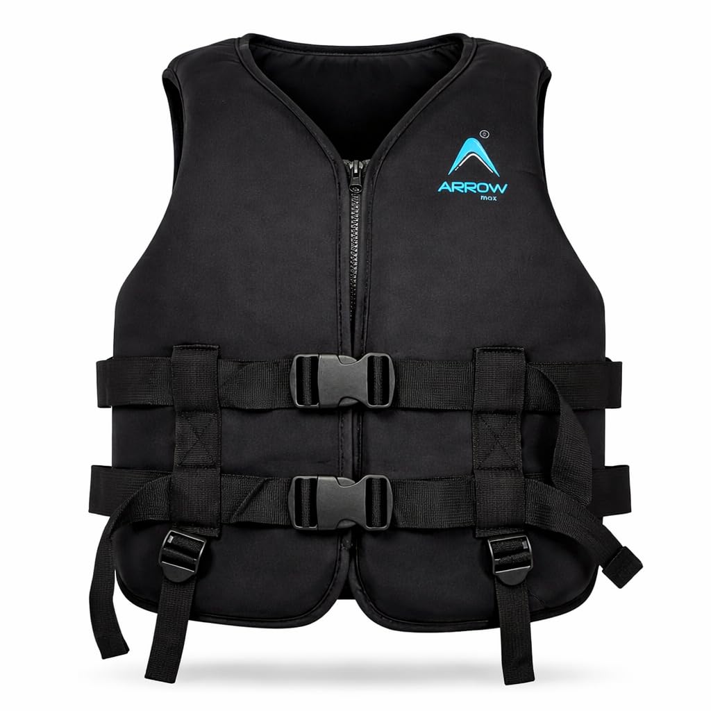 Adult Life Jacket for Swimming, Rafting & Boating | High Buoyancy Safety Vest for Water Sports, Kayaking & Beach Activities | Lightweight & Adjustable Fit (Black)-image-17