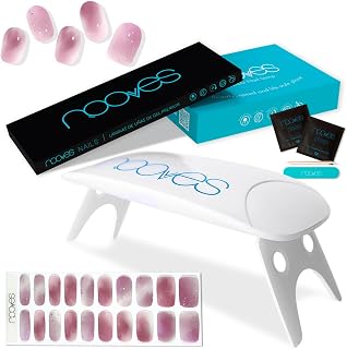 NOOVES - Pack Láminas de Gel para Uñas Diseños Nail Art 20 uds + Lámpara de Secado de Uñas UV/LED, Uñas de Gel Semicuradas Premium, Gel Nail Stickers, Pegatinas Uñas de Gel, con 1 Lima de Uñas