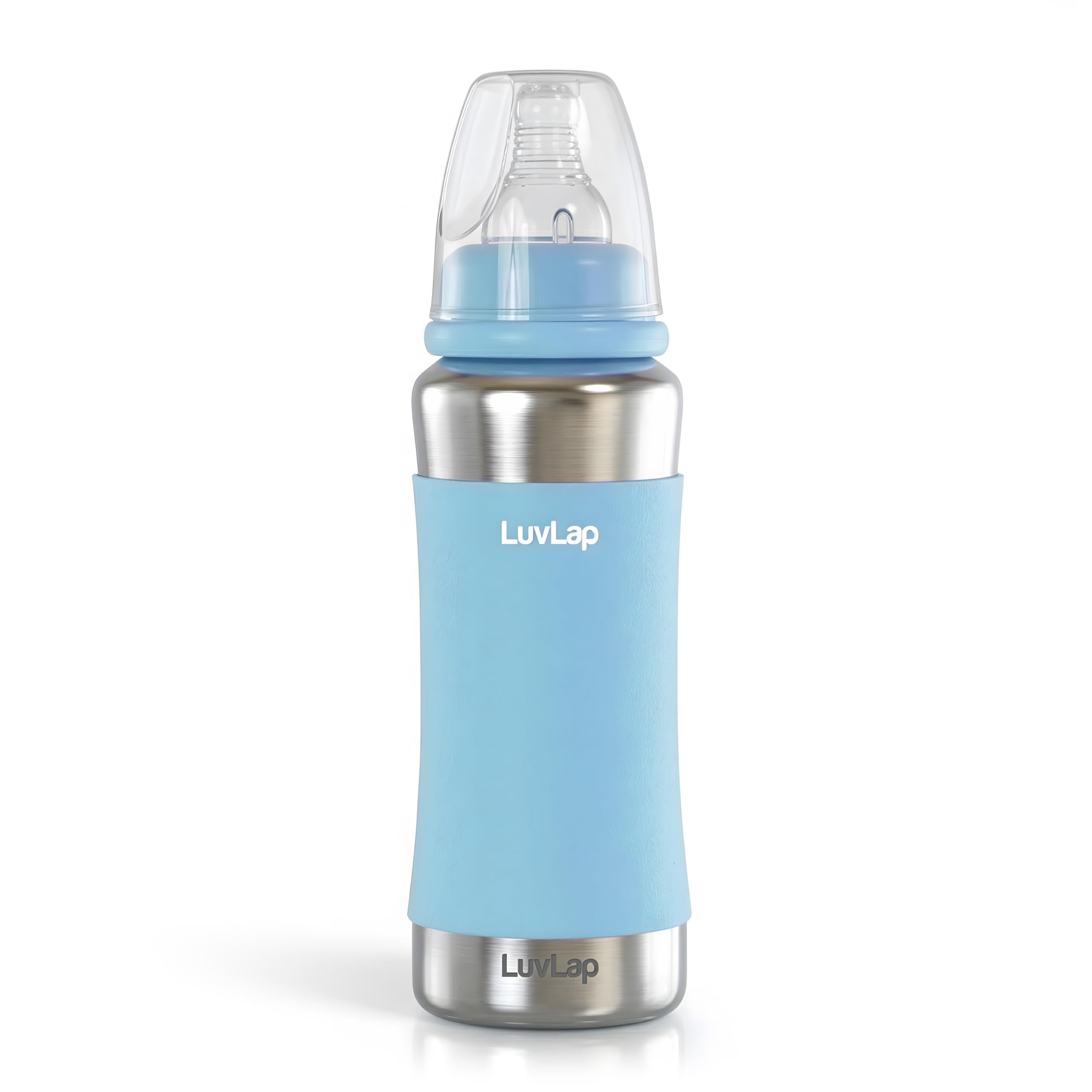 LuvLap Baby Steel Feeding Bottle 240ml, Made of SS304 Rust Free Steel, Baby Milk/Water Bottle with Dust Cover, Heat Protective Silicone Cover, BPA Free, Odour Free, Leak Proof, Sky Blue, 0M+-image-41