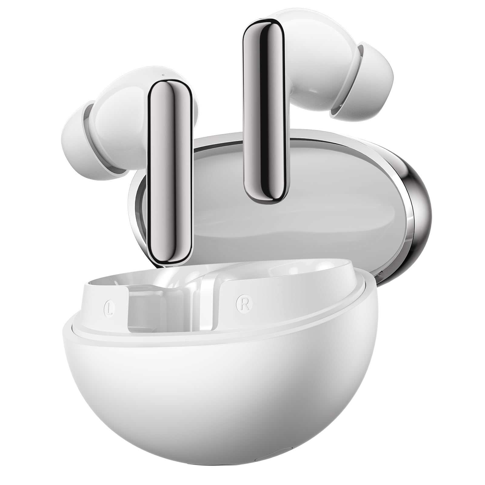 HAYLOU Flowbuds N55 Noise Cancelling Wireless Earbuds, 54dB Aadptive ANC, LDAC Hi-Res Sound Bluetooth 6.0 Earbuds with 6 HD Mics, 40H Playtime, IPX5 in-Ear Ear Buds, Customizable EQ Via APP White