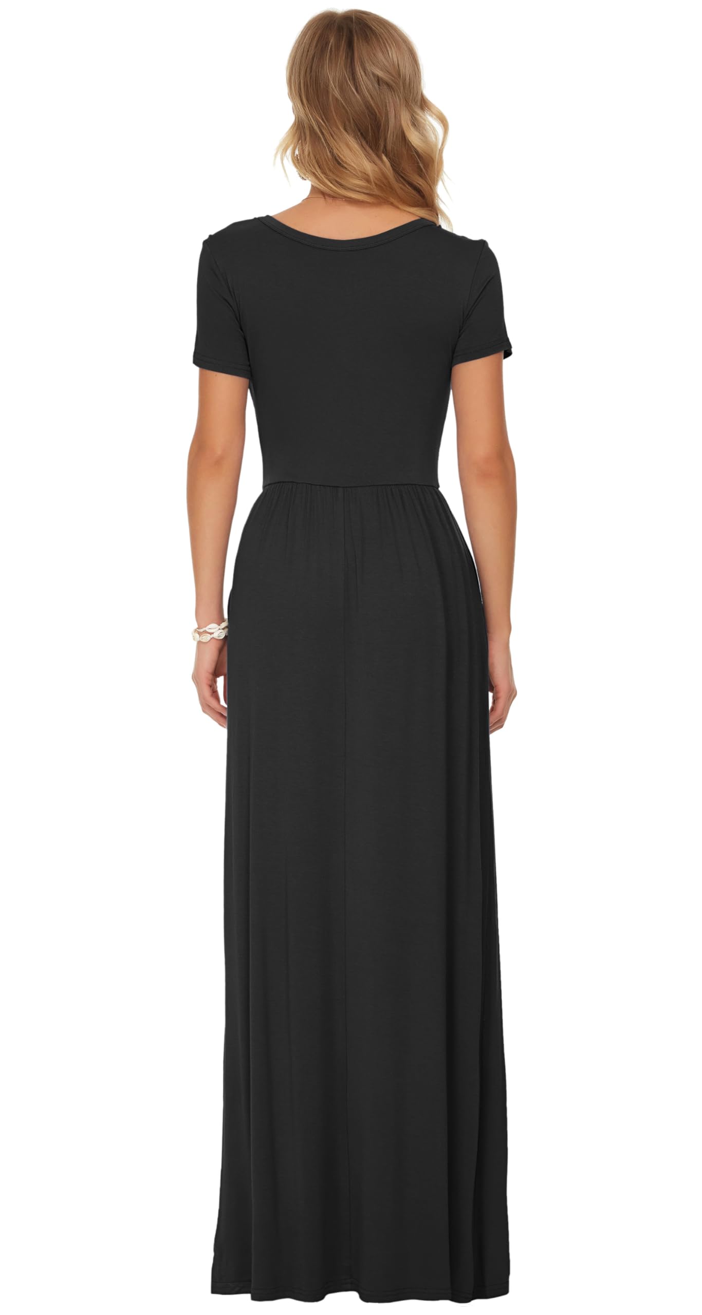 AUSELILY Damen Kurzarm Sommer Maxi Kleider mit Taschen