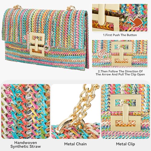 Image of Gets Straw Clutch Purse for Women, Woven Beach Bag Summer Corssbody Purse Small Rattan Shoulder Bag for Travel | Hand-woven