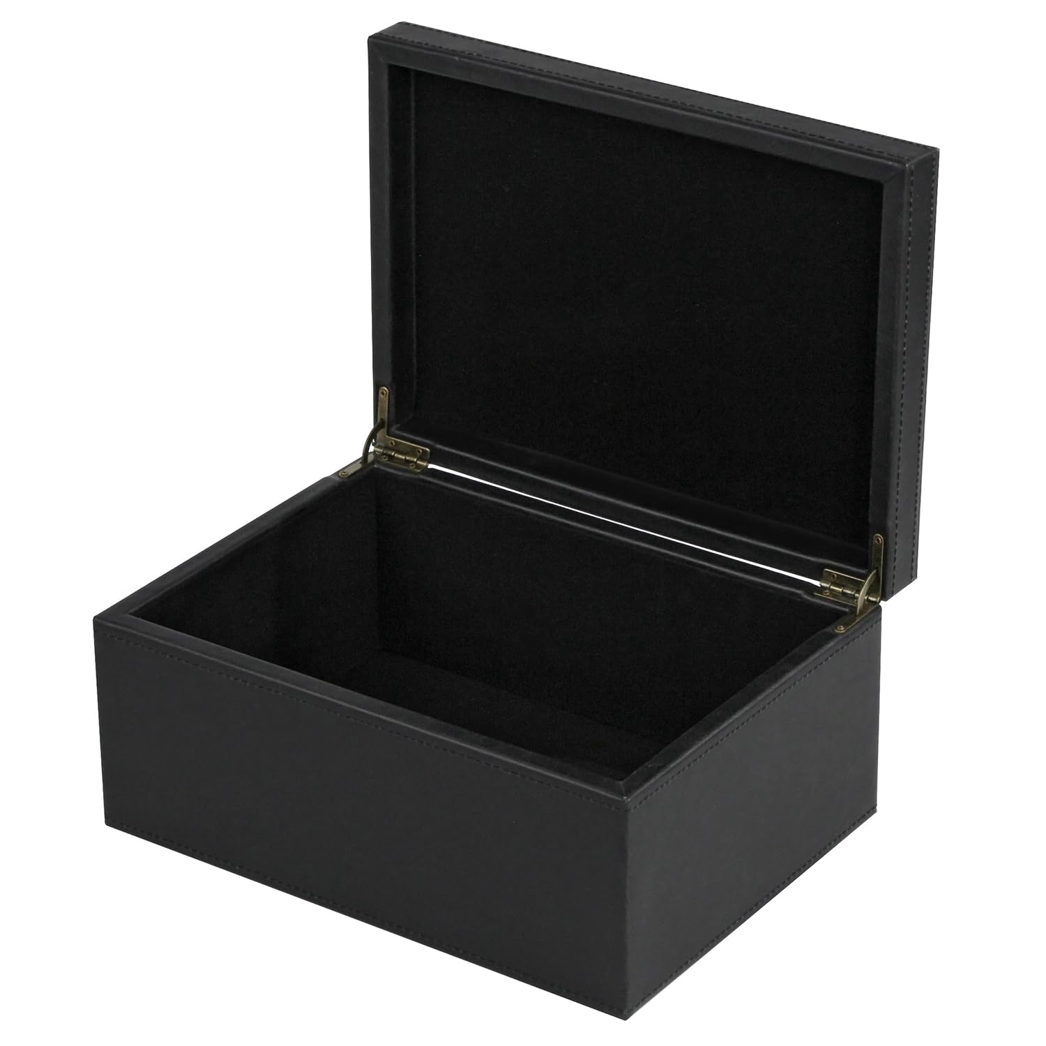 HofferRuffer Faux Leather Decorative Box Large Wooden Structure Keepsake Box Accessory Organizer Jewelry Organizer with Hinged Lid Storage