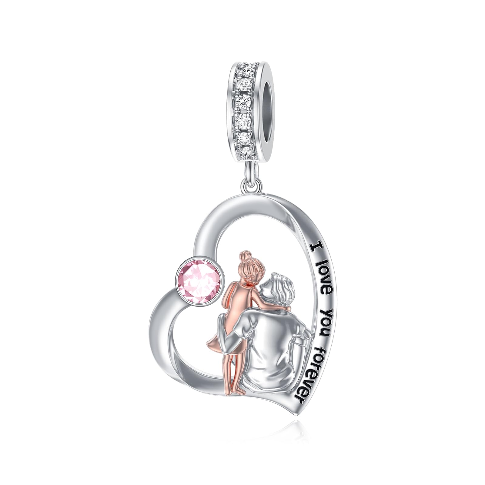 PROESS Father Mother Daughter Charm fit Charms Bracelet Sterling Silver Charms for Bracelets Birthday Valentines Day Gifts for Daughter Mother Lover