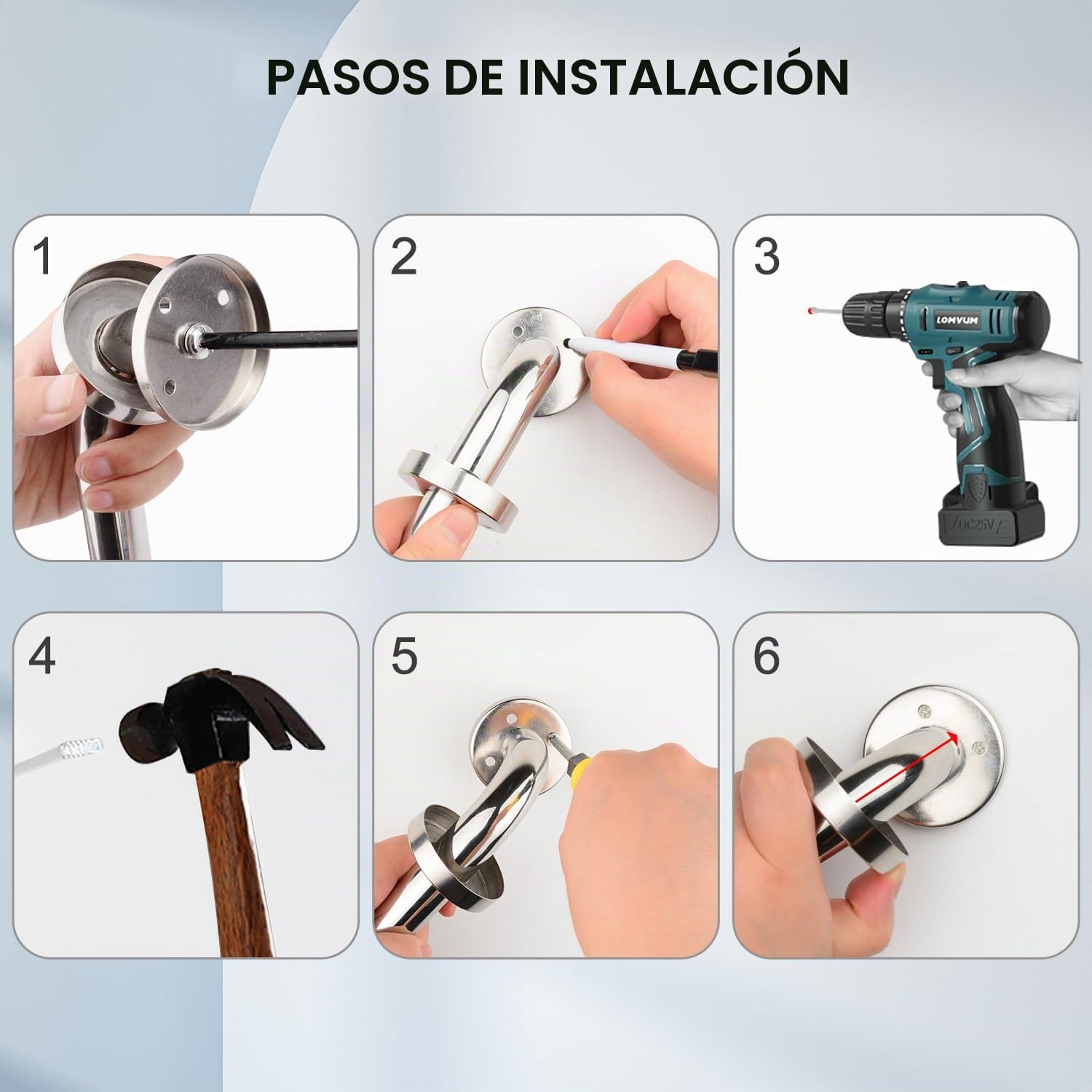supregear Barra para Baño (2 Paquete), 80 cm Agarro para Baño Barras de Agarre de Seguridad Acero Inox 304 Balance Asidero en Cromo para Bañera Inodoro Cocina Dormitorio, Tornillo Oculto Muro Montado