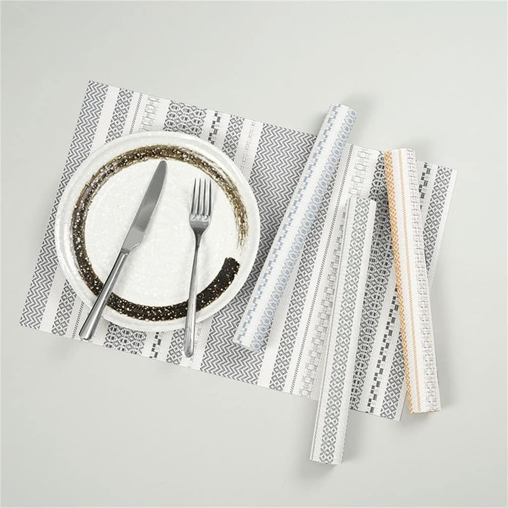 PVC Placemats Ins Wind Striped Insulation Mat Hotel Restaurant Western Food Plate Mat Washable Table Mat(E)