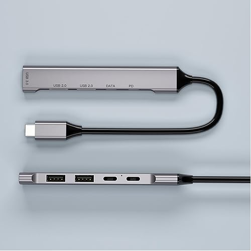 USB C Hub 4 in 1 Port TypeC to Multi USB Ports Aluminum Alloy Data Hub for Laptops Phones Pads Tablets TypeC Adapter