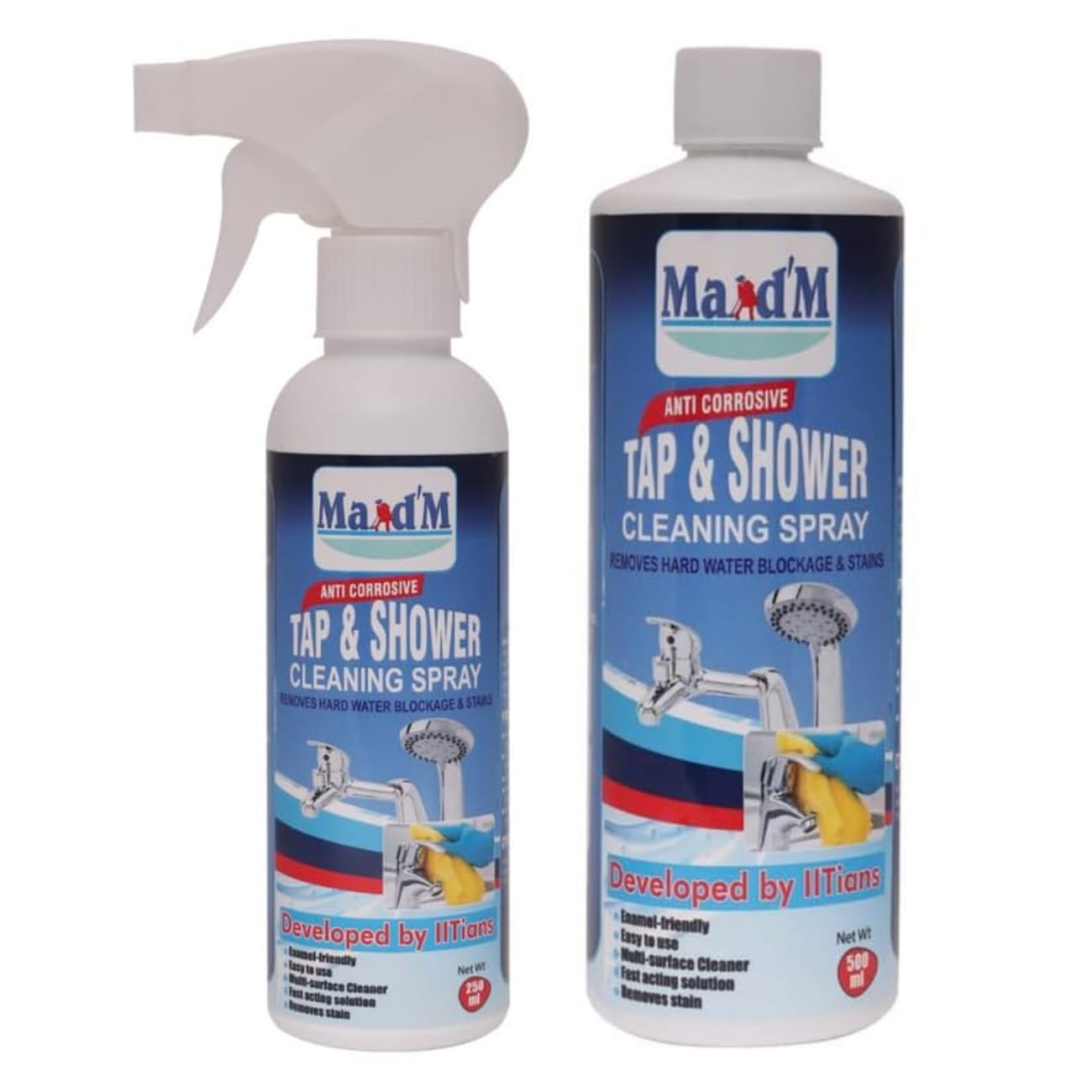 Maid’M Tap cleaner for bathroom, tap shower cleaner, tap & shower cleaner | Stain Remover for Tap and shower 250 ML + 500 ML Combo (Developed By IITians) (B0CKHXR8NK) Amazon Price History, Amazon Price Tracker