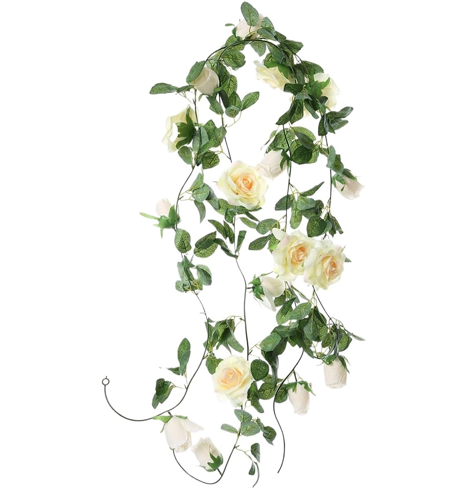 KüNstliche Rosenranke Mit BläTtern 2M 16Köpfe Weiße Rosengirlande for Hochzeitsdekorationen Gefälschte Blumenreben Künstliche Blumengirlande for die Dekoration der Verlobungszeremonie