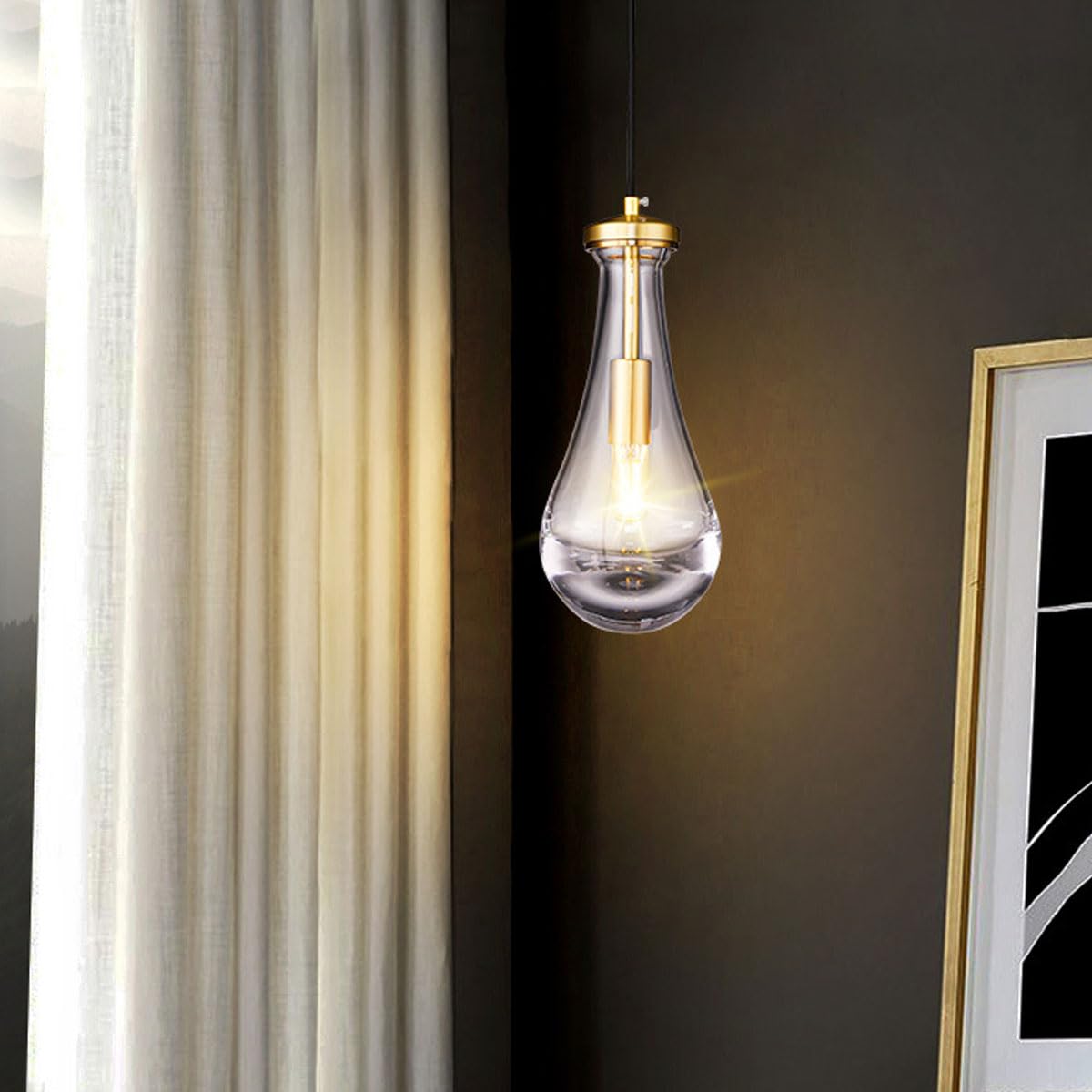 Nowoczesna, prosta lampa wisząca do wnętrz, miedź i szkło, lampa wisząca, luksusowa lampa nad głową łóżka, odpowiednia do kuchni, wyspy, jadalni