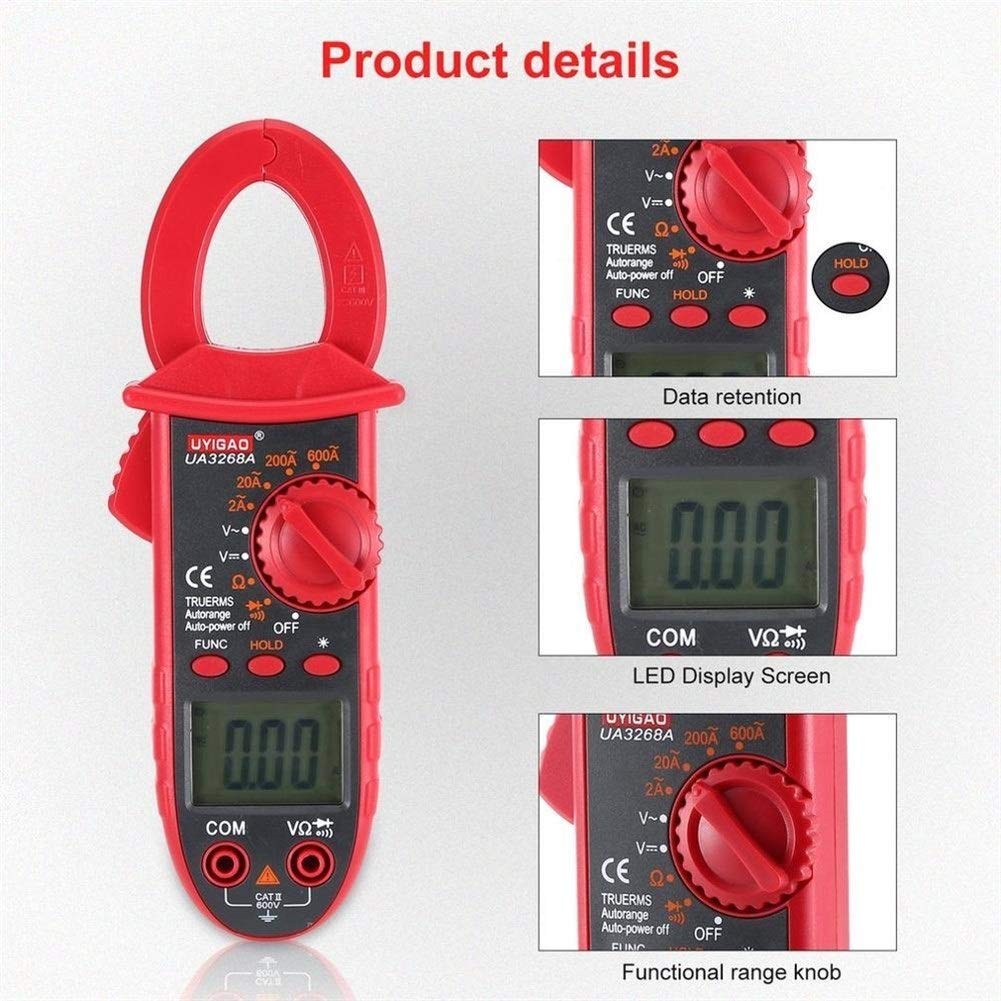 Cyfrowy miernik zaciskowy Multimetr AC/DC VOLT OHM Resistance Tester z podświetleniem Dane Hold UA3268A Do laboratorium