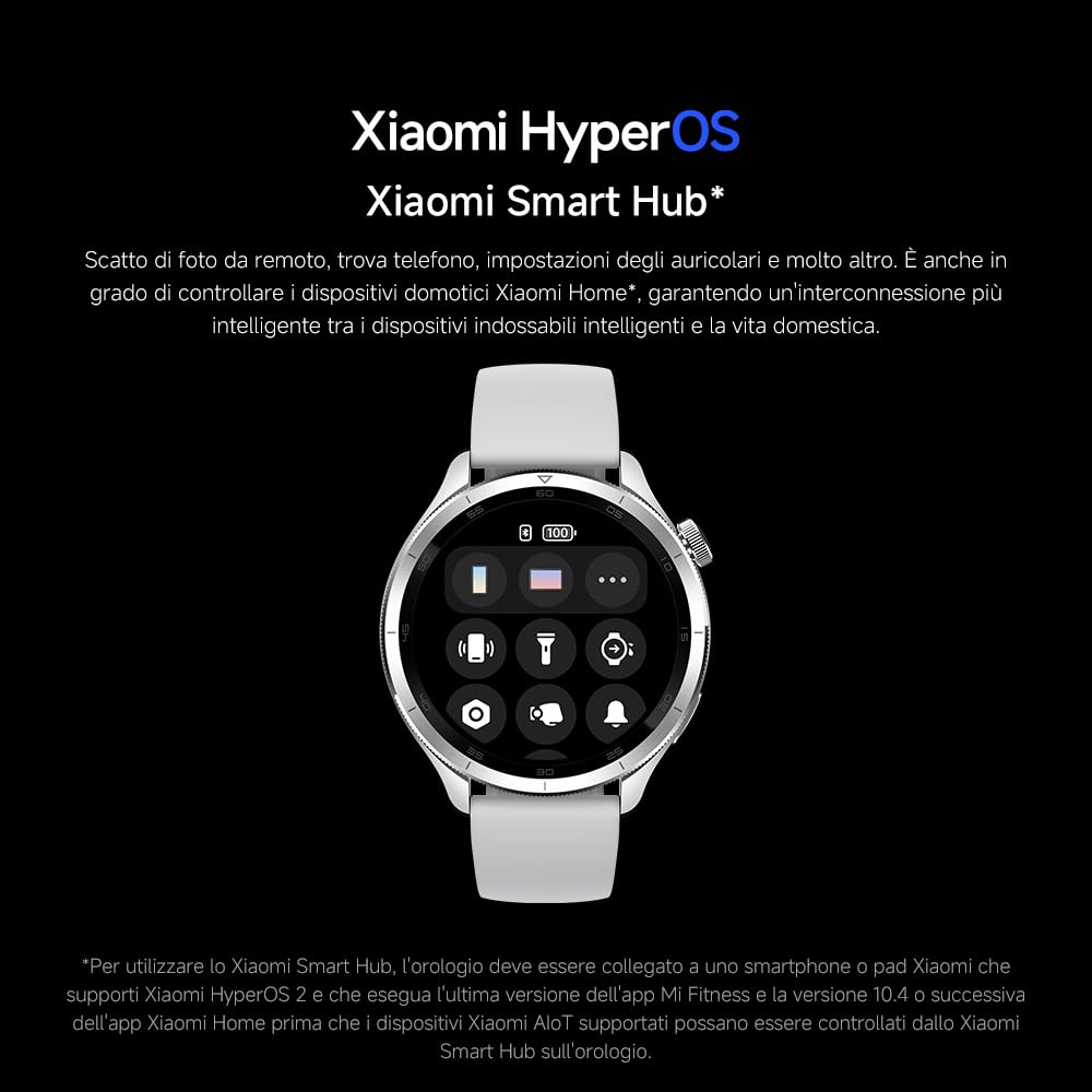 XIAOMI Watch S4, con corona rotante, ghiera Intercambiabile, schermo AMOLED da 36mm, fino a 15 giorni di autonomia, monitoraggio salute, HyperOS 2.0, 150+ modalità sportive, NFC, Android&iOS, Argento