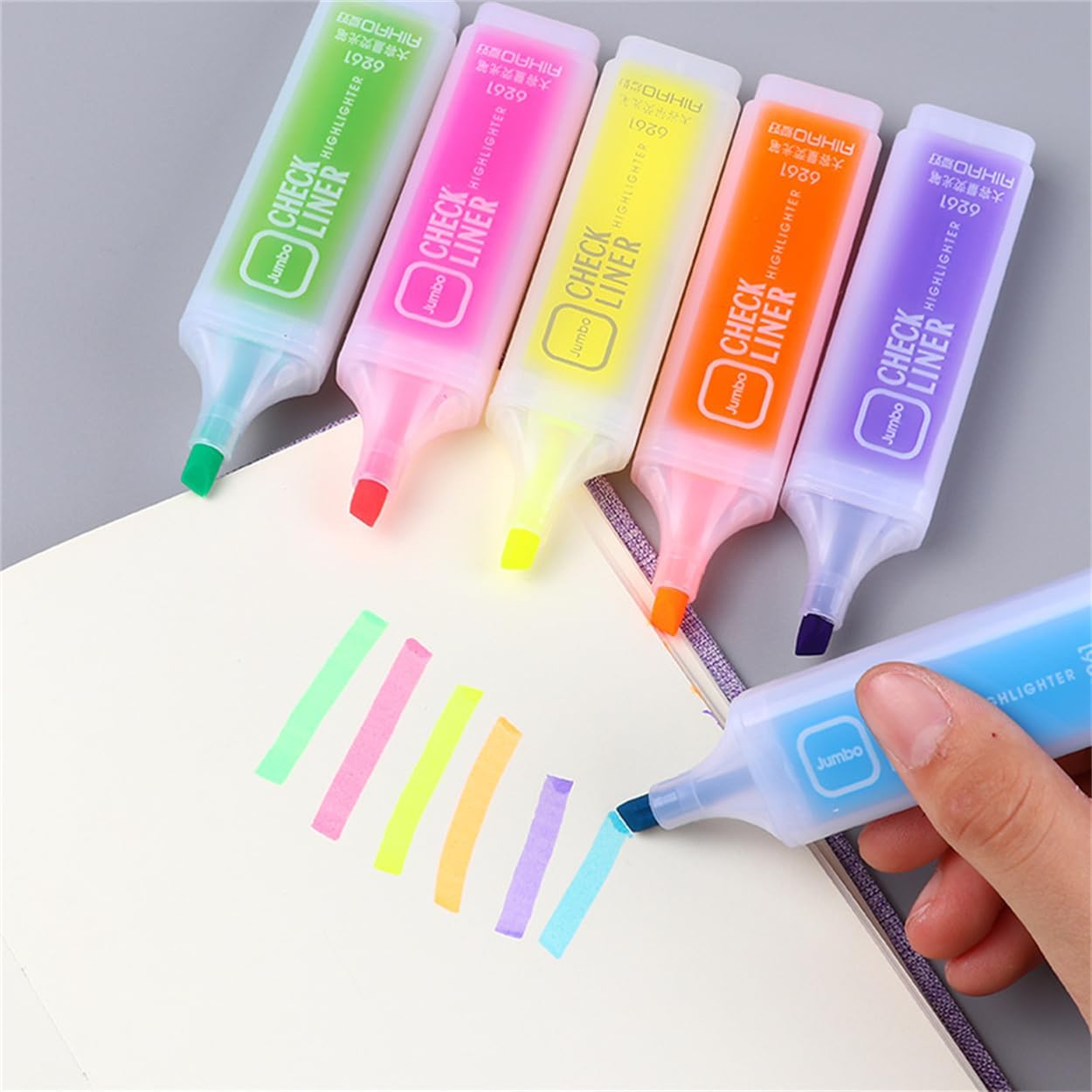 6 Assorted Colors Highlighters Mild Soft Chisel Tip Marker Pens Large Ink Reservoir for Extra Long Marking Highlighters Pens for Bullet Note Taking Stationary