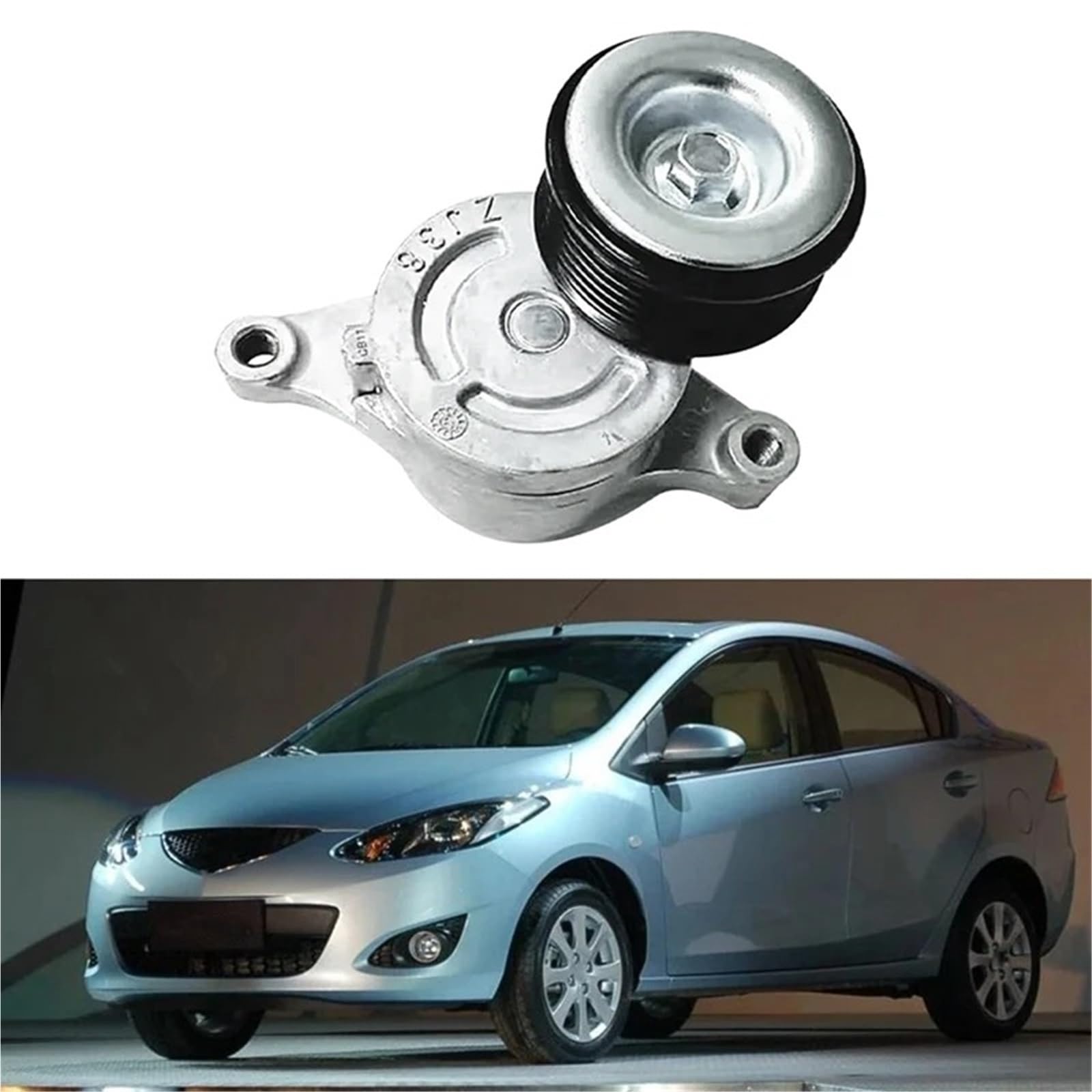 WXHHSM zespół napinacza do Mazda 2 1,6 l/1,5 l 2007-2015 Zj38-15-980 Zj38-15-980C koło pasowe napinacza pasa silnika metalowe koło pasowe napinacza pasa