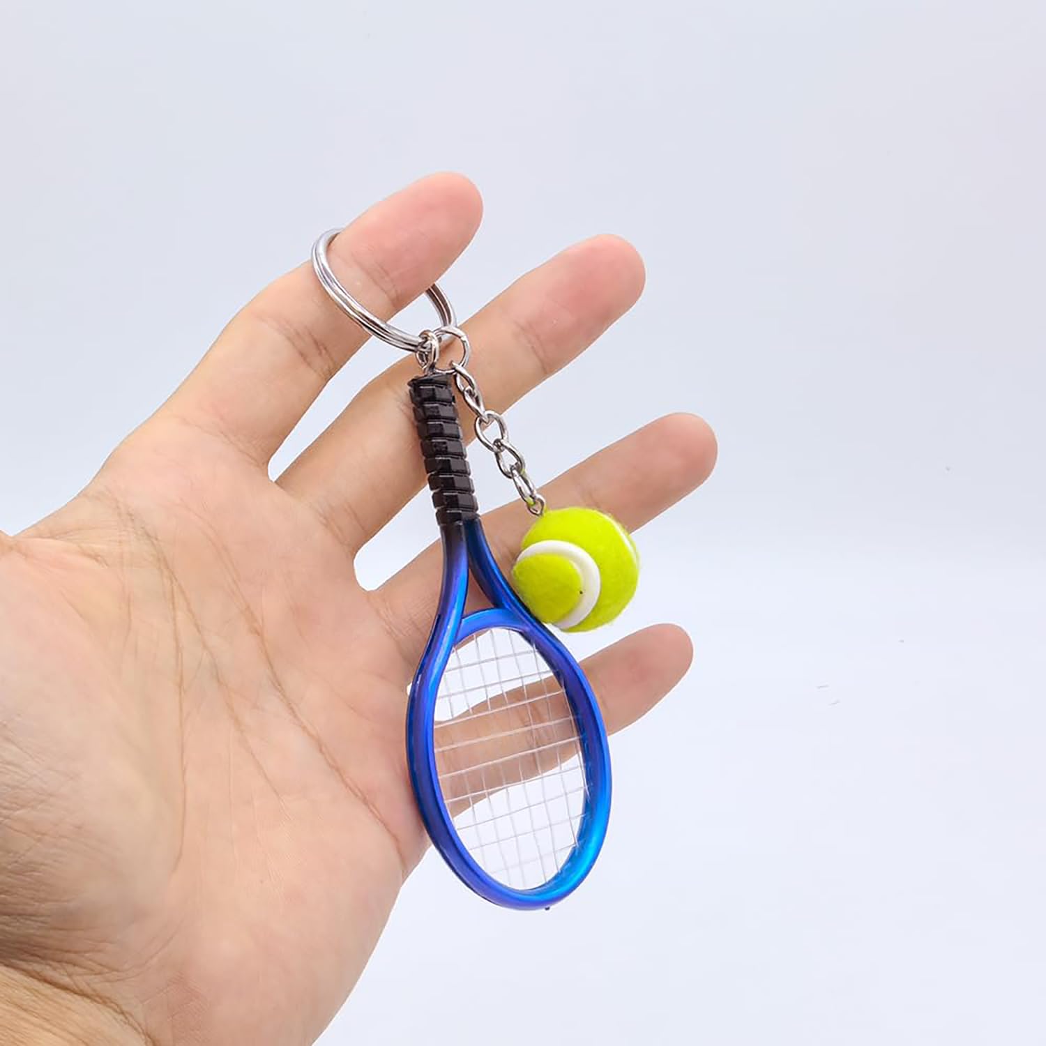 Llavero Raqueta de Tenis con Mini Pelota, Accesorio Decorativo para Coche
