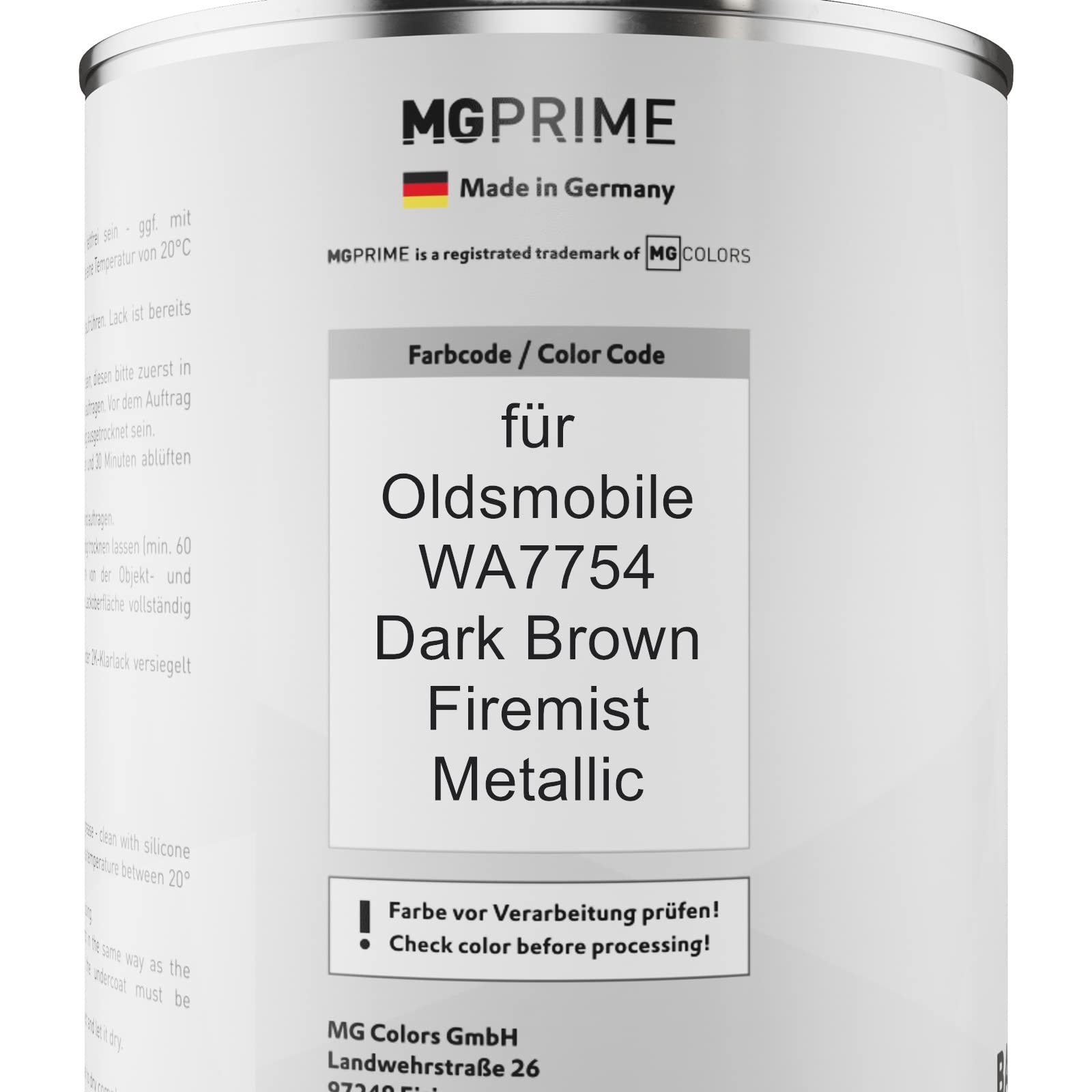 MG PRIME Lakier samochodowy Zestaw puszek dla Oldsmobile WA7754 Dark Brown Firemist Metallic Lakier bazowy 2K Utwardzacz do lakieru bezbarwnego gotowy do natrysku 2,5L