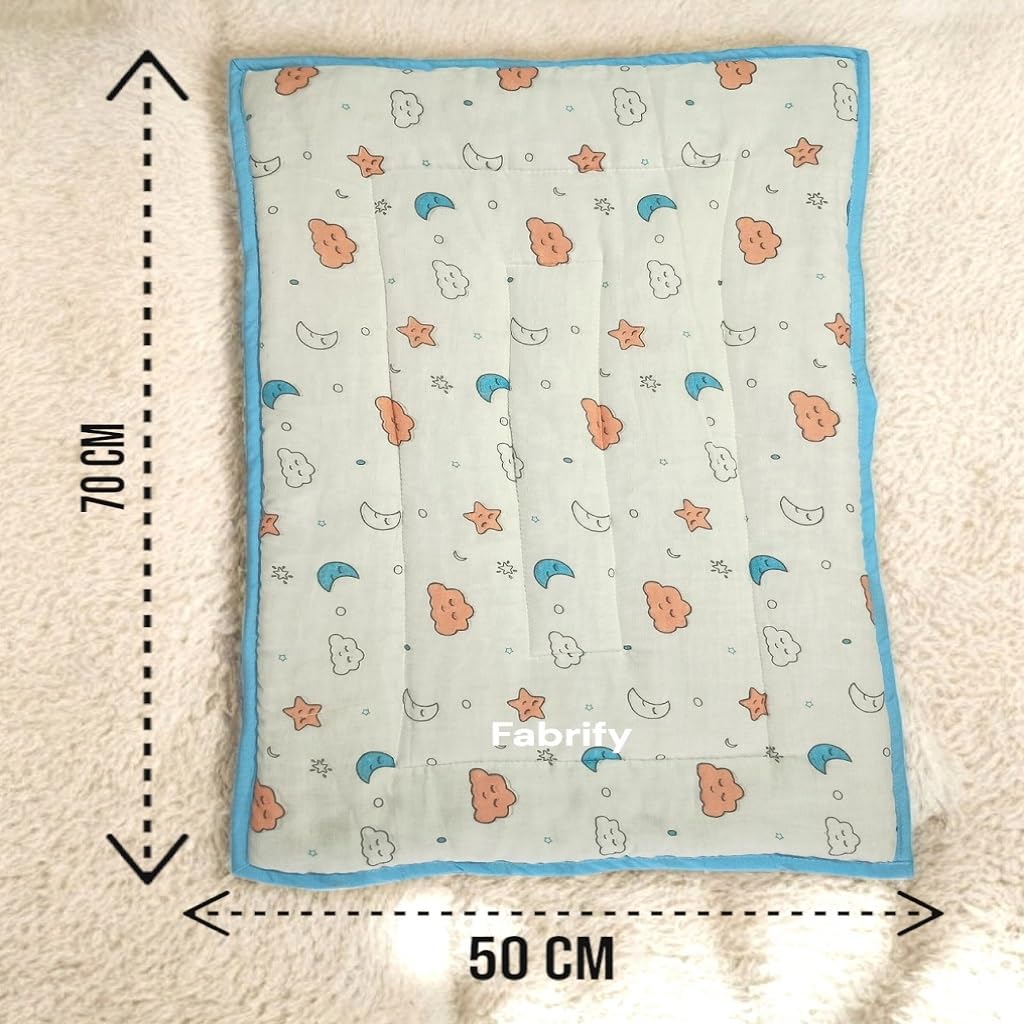 Fabrify New Born Baby Muslin Cotton Super Soft Mattress Bed Spread, Godadi, Quilt, Mattress, Baby Patter for Sleep | Baby Bed (Pack of 2) (Multi- Random Design) (0-6 Month) 2