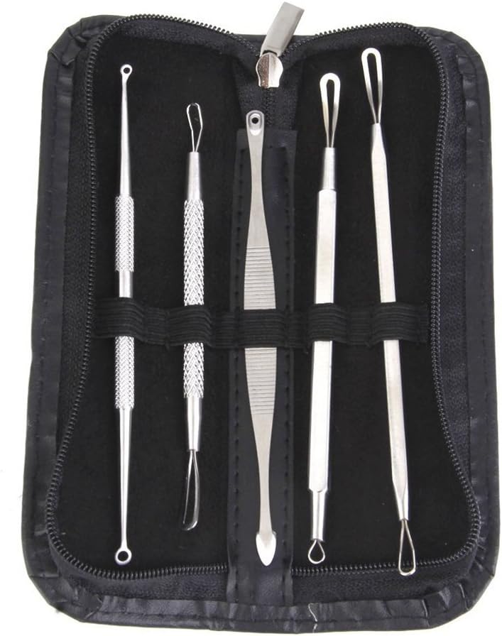 Levering EU Roestvrij staal Blackhead Acne Puistje Extractor Remover Tool Kit Set van 5 Stks