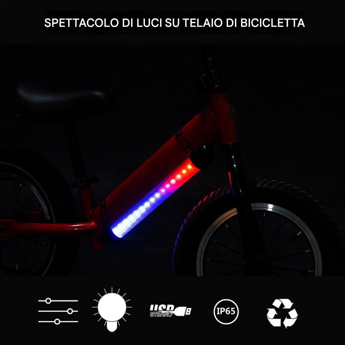 FLDYYG Luci LED Per Bici E Scooter, 2 Pezzi Da 50 Cm, Impermeabili, Colorate, Di Sicurezza, Con Fascette E Cacciavite - 5
