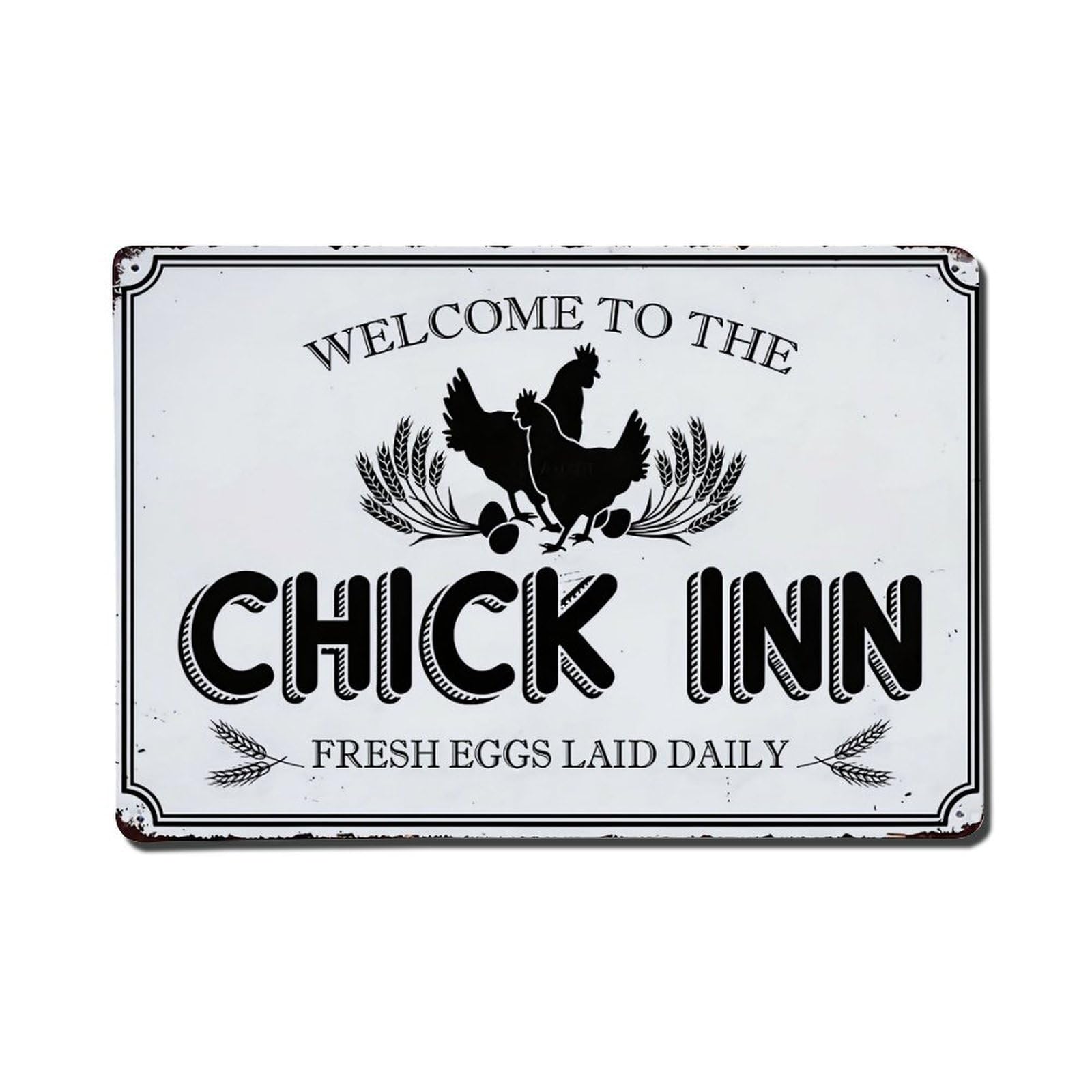 Chicken Wheat Egg Farm Sign Vintage Tin Sign Retro Metal Wall Decor Metal Poster, Home Bar Garage Farmhouse Cafe Wall Art Decoration 8x12Inches