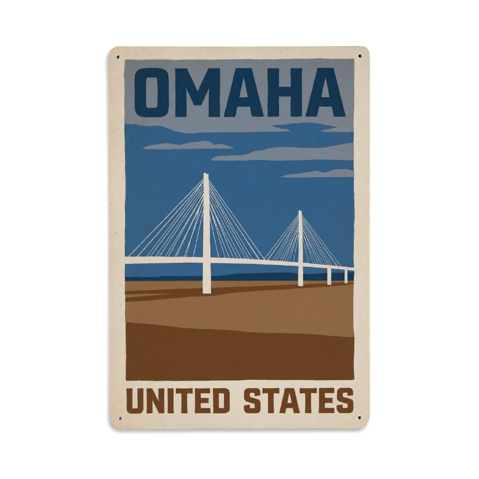 Xanthor Style Vintage United States Omaha Travel Metal Tin Sign