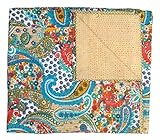 Multicolor Paisley Print King Size Kantha Quilt , Kantha Blanket, Bed Cover, King Kantha bedspread, Bohemian Bedding Kantha Size 90 Inch x 108 Inch