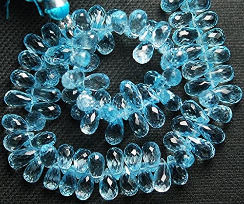 Perles Sky Blue AZ Drops Shaped Briolettes LKBEADS Micro Faceted 10-11mm Perlage