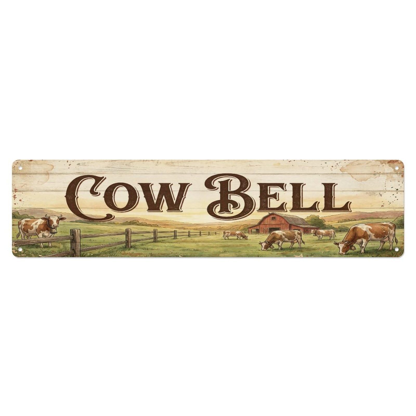 Vintage Yard Hen Cow Farmhouse Funny Cow Backyard Farm Metal Tin Sign Plaque Wall Decor for Cafe, Club, Garden Metal Poster 4x16Inch