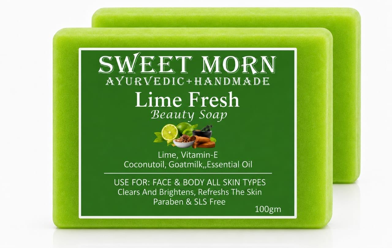 Lime Fresh Beauty Soap Handmade Ayurvedic Formula with Lime Extract, Vitamins, Goat Milk & Coconut Oil, Deep Cleansing and Refreshing Body Bath Bar for Healthy-Looking Skin, 100g Pack of 2-image-30