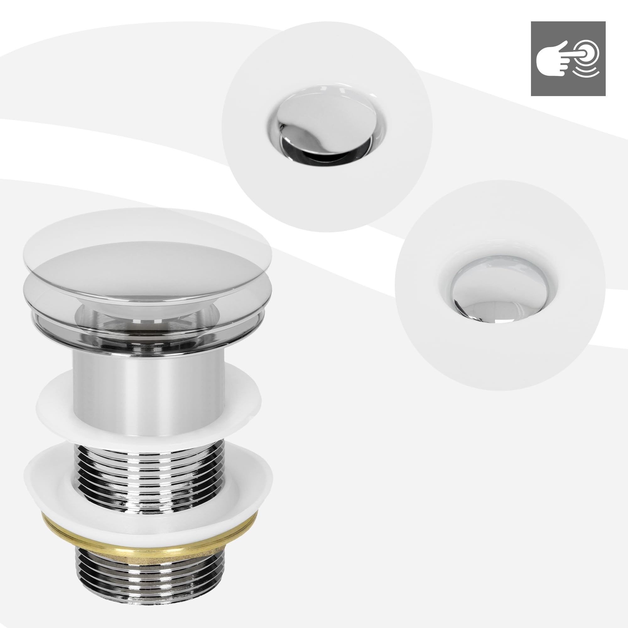 ECD Germany Lavabo da Appoggio in Ceramica Bianco Rettangolare 505x395x135 mm Design Moderno Lavabo Moderno da Appoggio Ceramica Lavandino Lavamano con Set di Scarico Lavabile 1 1/4" in Ottone Cromato