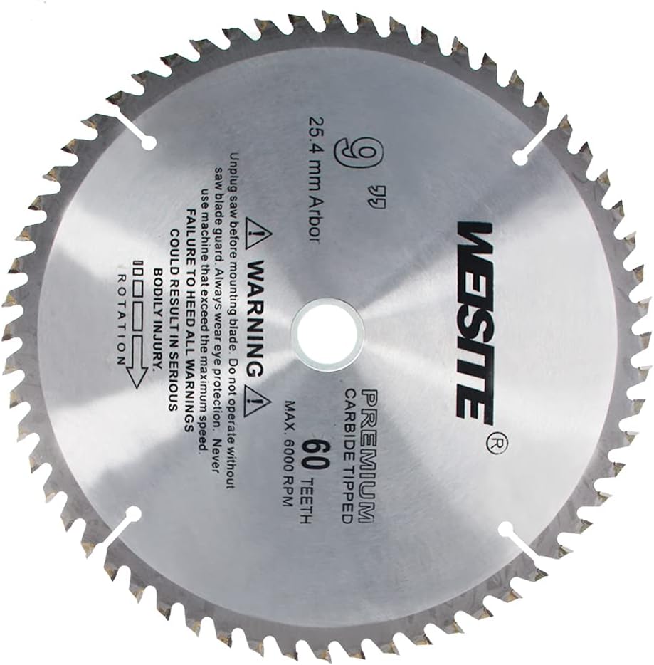 Auniwaig 9 inch 60 Tooth Circular Saw Blade, Wood Cutting Disc Carbide Tipped Circular Saw Blade for Cutting Hard & Soft Wood with 25.4mm Arbor