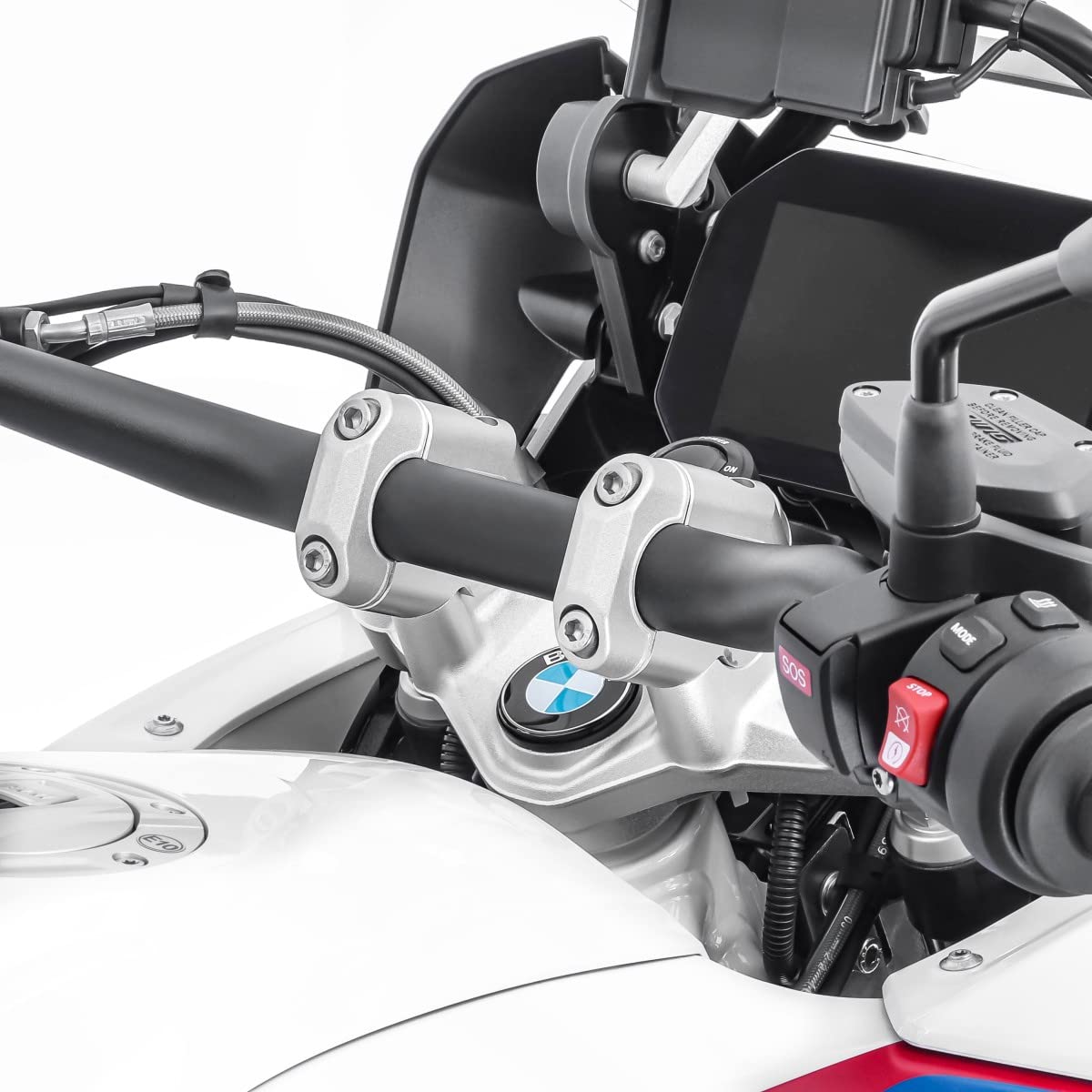 Rehausse Guidon 30mm Compatible avec BMW R 1250 GS/Adventure 19-24 Argent DPLB1