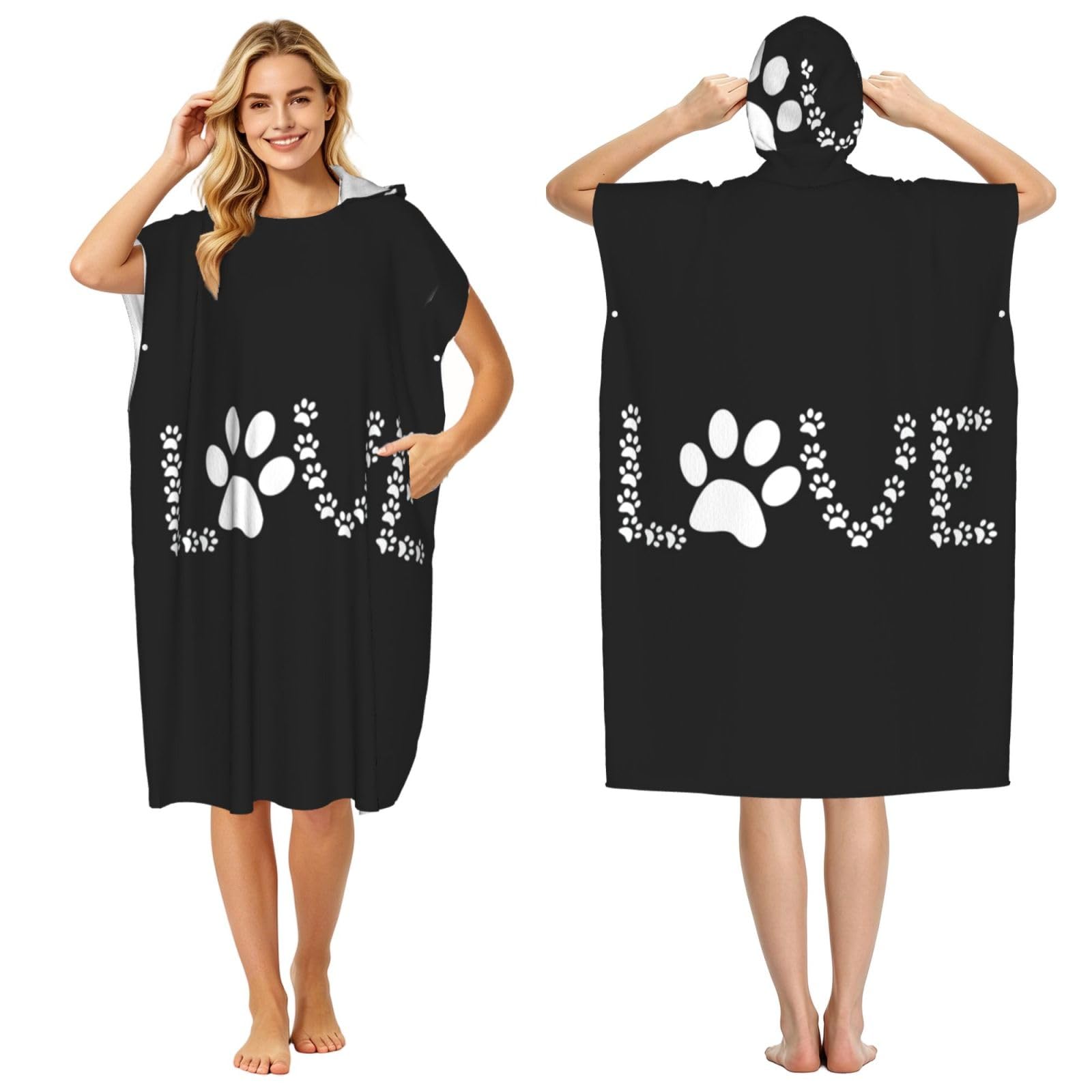 Poncho à capuche en microfibre de surf pour adulte homme femme