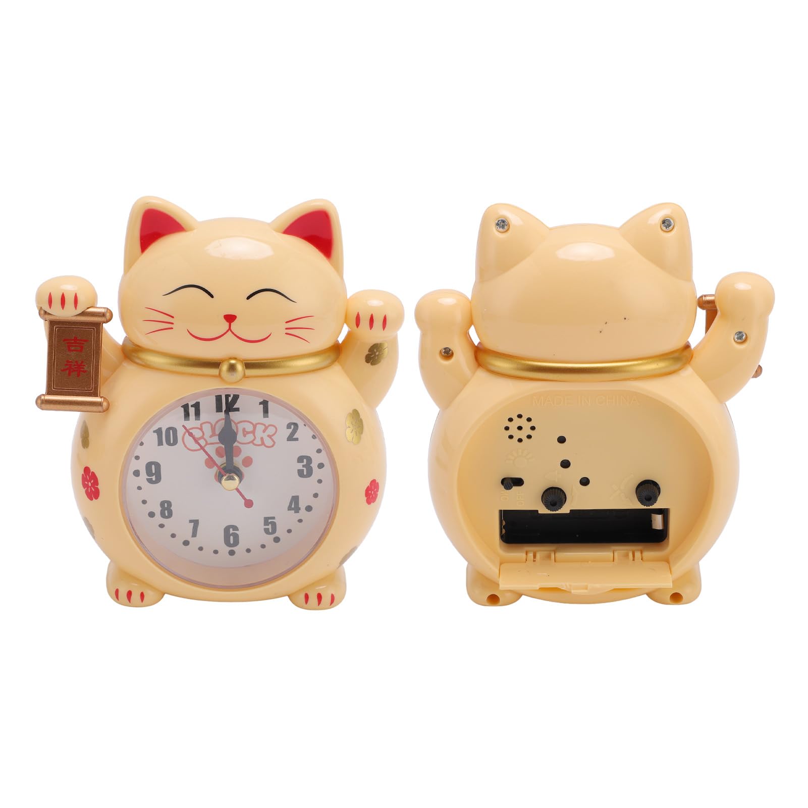OVAQUIXI Lucky Cat Alarm Clock, Cartoon Theme Accurate Plastic Desk Clock for Home Bedroom and Office (YF2025D) - Image 3