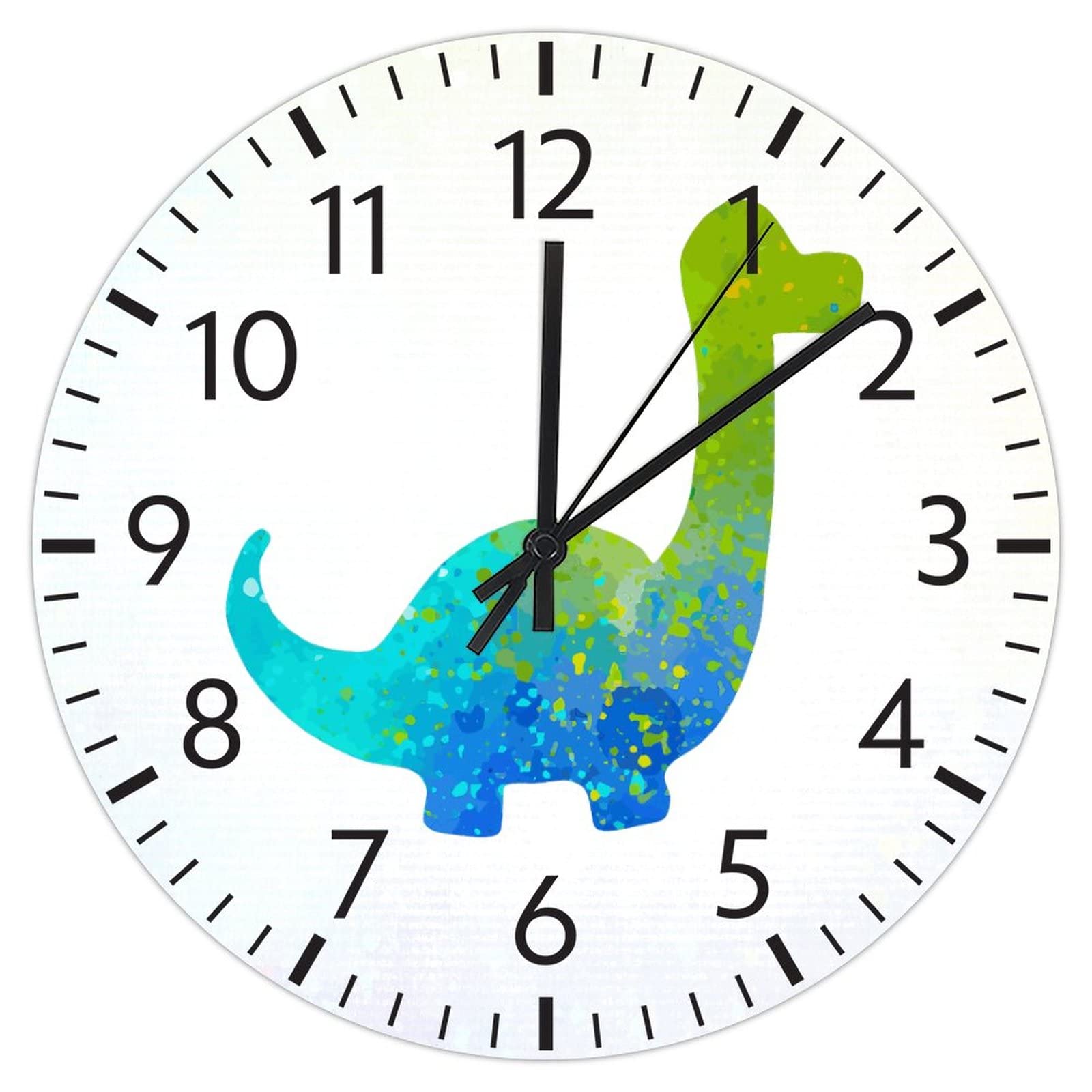 Horloge murale en PVC aquarelle dinosaure pour chambre enfant de 30 cm