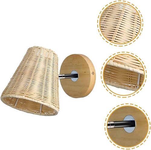 Miniatura 9 de OSALADI Lámpara de pared rústica de ratán de diseño simple para decoraciones caseras