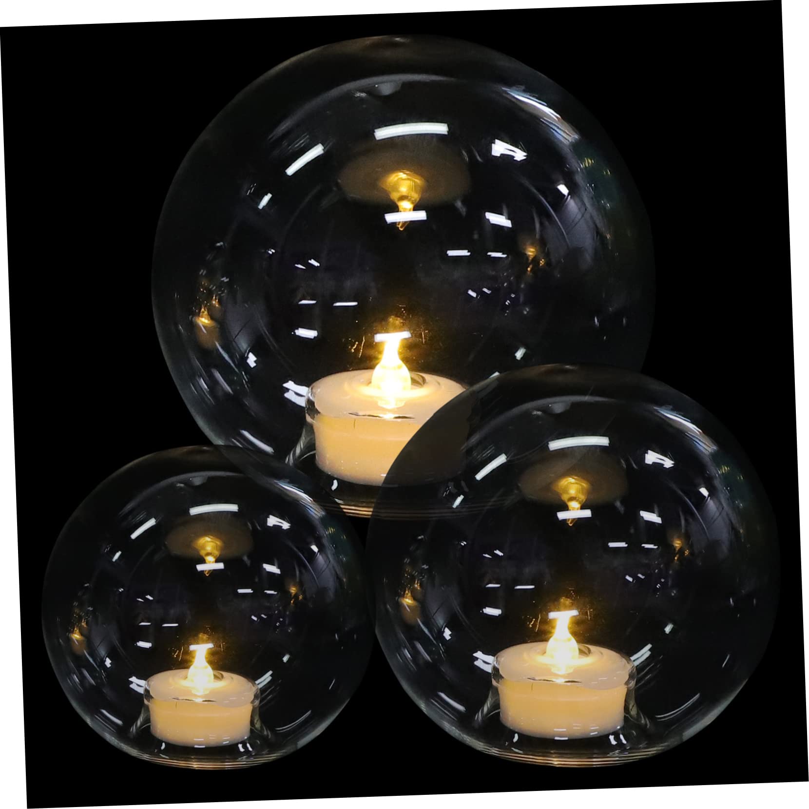 PRETYZOOM Lot de 3 Bougies LED Sphériques en Verre, Centre de Table Élégant, Ambiance Romantique pour Mariages et Anniversaires, Pile Bouton Incluse