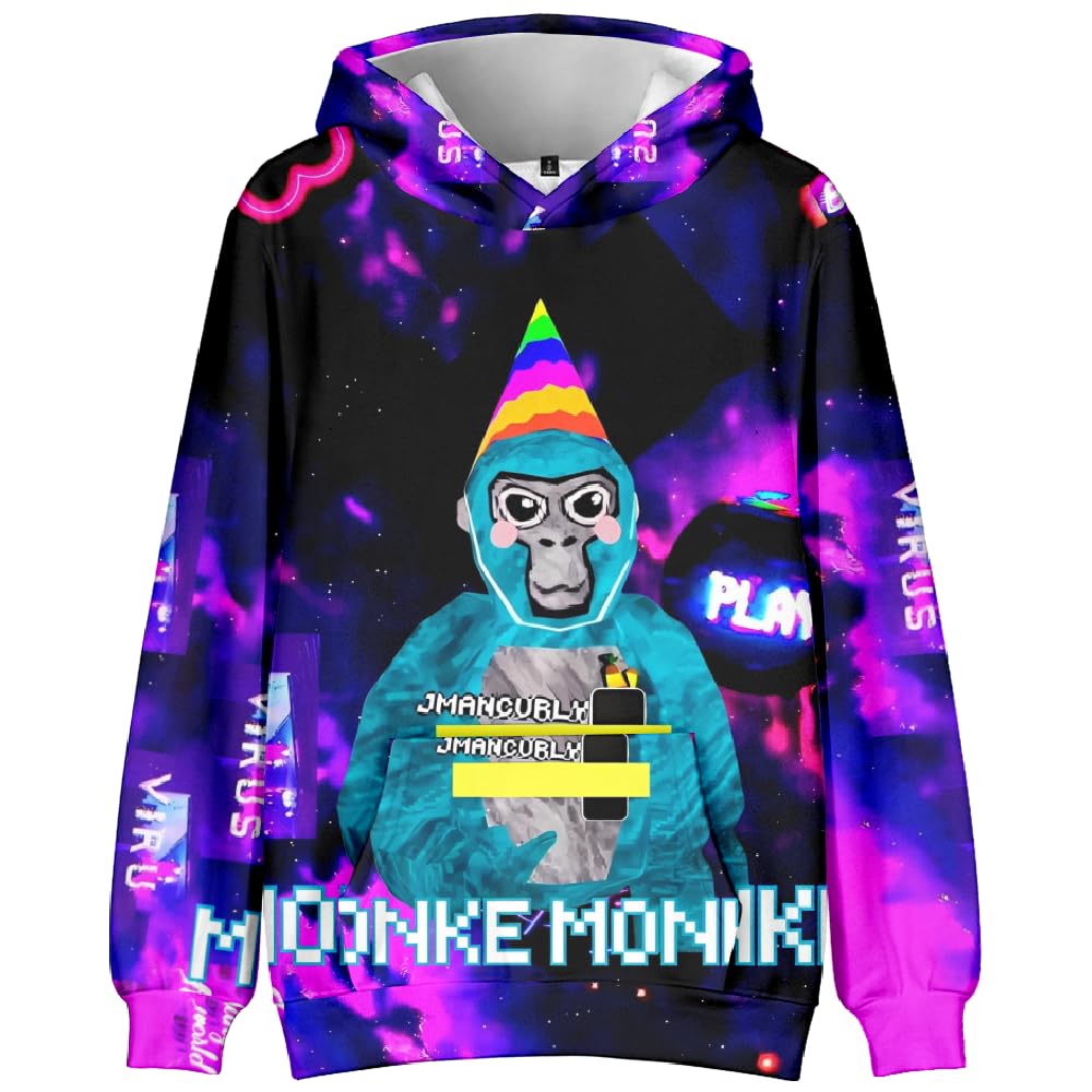 CLJKU Kids Gorilla Tag Character Group Hoodie Boys Gorilla Tag 3D Figure Printed Sweatshirt for Fans Gift (05,9-10years)