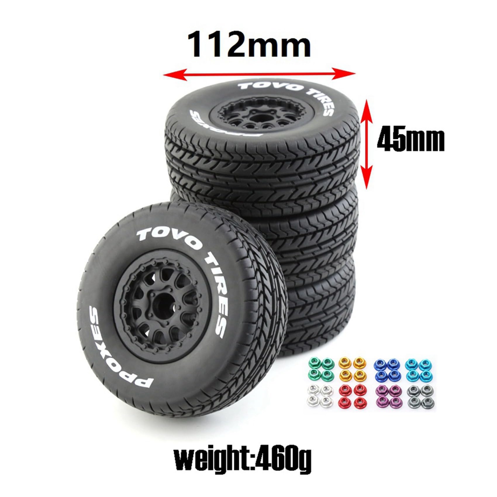 8 sztuk 112 mm 1/10 krótkie opony do samochodów ciężarowych z łbem sześciokątnym 12 mm do SENTON VKAR 10SC RC Car