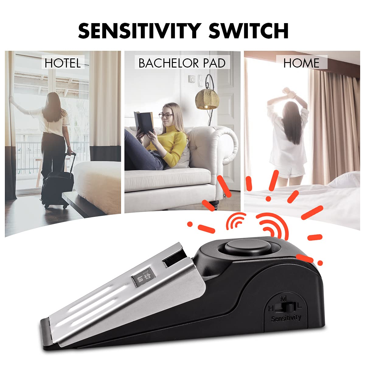 Door Stop Alarm, Door Stopper Security for Home Travel Apartment with 120DB Siren Portable Safety Tool 2 Pack 4