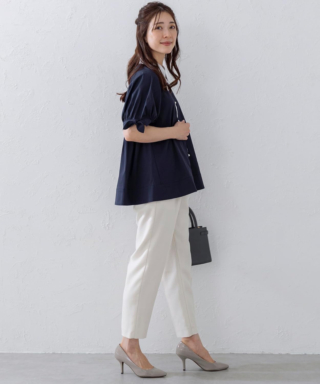 JANJAM] 大きいサイズ レディース コットンデニムワイドブラウス 5分袖