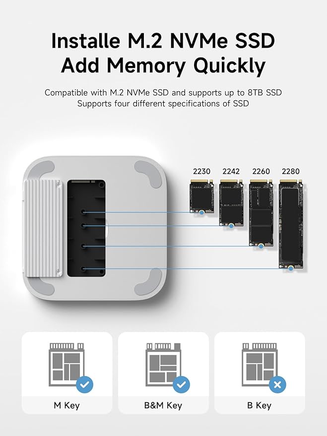 Hagibis Hub para Mac mini M4 con Enclosure M.2 SSD y Base miniatura 3