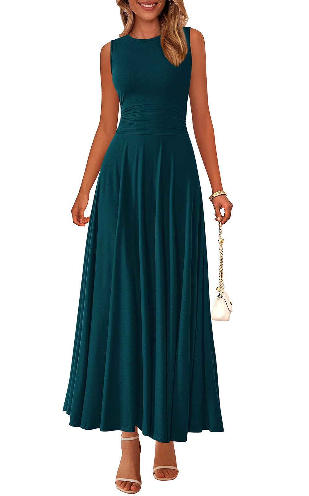 PRETTYGARDEN Womens Sleeveless Summer Dresses 2026 Flowy Aline Maxi Dress